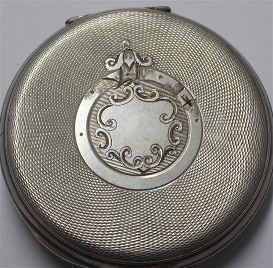 A late Victorian engine turned silver minute repeating keywind pocket watch,
